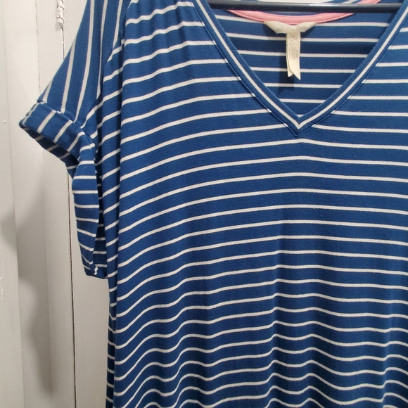 Matilda Jane Set Sail Maxi Dress Size S Blue Stripe Short Sleeve Pockets - Picture 2 of 5